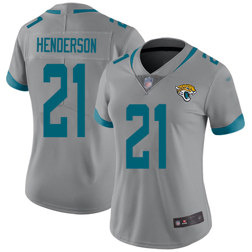 Nike Jacksonville Jaguars #21 C.J. Henderson Silver Women Stitched NFL Limited Inverted Legend Jersey->women nfl jersey->Women Jersey